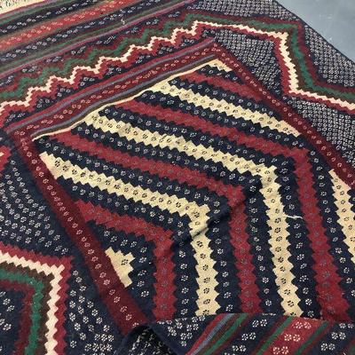 Lot #182 Vintage Cotton Rug - Marron, Navy and Green