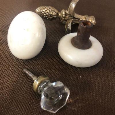Lot #190 Door knobs, Finial and glass pull