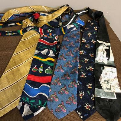 Lot #243 Lot of Men's Neck ties: Mickey Mouse, Picasso, Killer whale