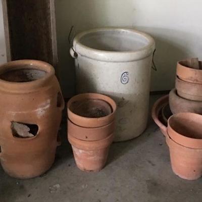Lot 80 - Red Wing and Clay Plant Pots