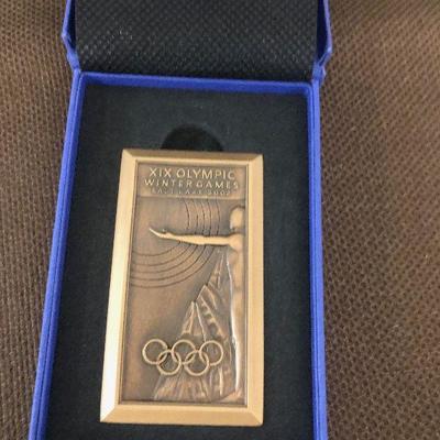 Lot#305 SLC Olympic Games Bronze Commentative Plaque in CASE
