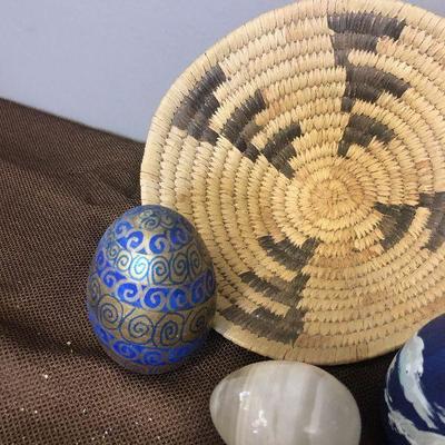 Lot#308 Basket of Eggs: Alabaster and decorative