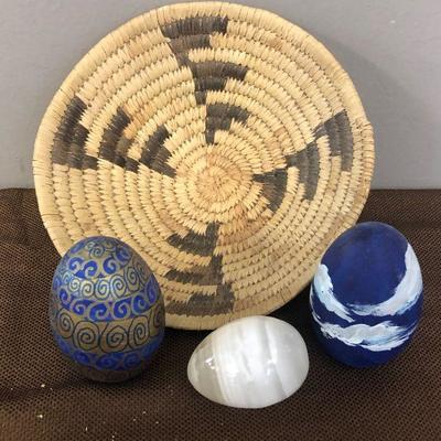 Lot#308 Basket of Eggs: Alabaster and decorative