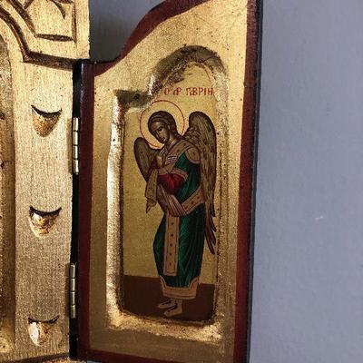 Lot#315 Icon tryptic on wood Byzantine 