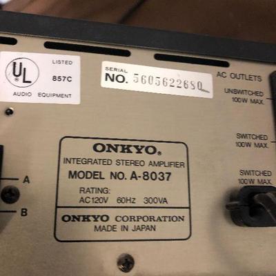 Lot#320 ONKYO Model 8037 Stereo Amplifier 