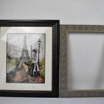 Victorian Style Frame W/O Back & Black Frame With Paris Print
