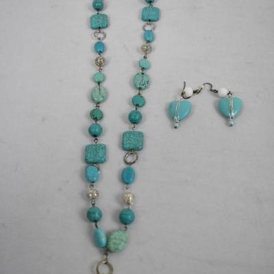 Silver/Turquoise Necklace & Earrings