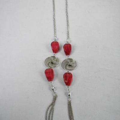 Costume Jewelry: Red/Spiral Necklace