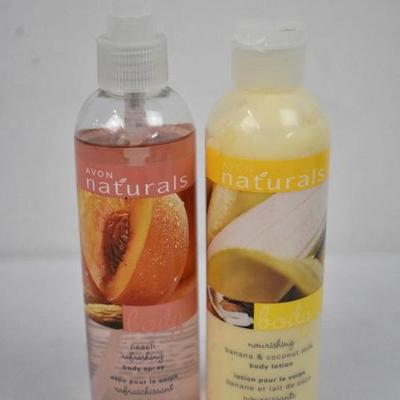 Avon Naturals: Banana/Coconut Body Lotion & Peach Spray - Peach Is Opened