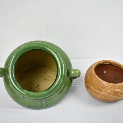 2 Planter Pots Green & Tan
