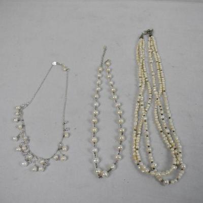 Costume Jewelry: 3 Faux Pearl Necklaces