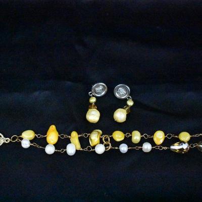 Costume Jewelry: Yellow Earrings & Bracelet