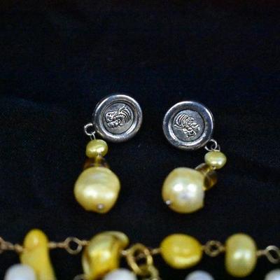 Costume Jewelry: Yellow Earrings & Bracelet