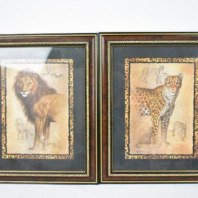 Lion & Cheetah Framed Pictures