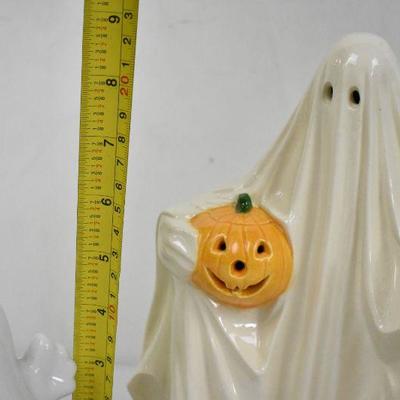 Two Pieces of Ceramic Ghost Halloween Decor