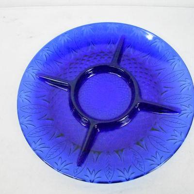 Avon Blue Divided Glass Platter