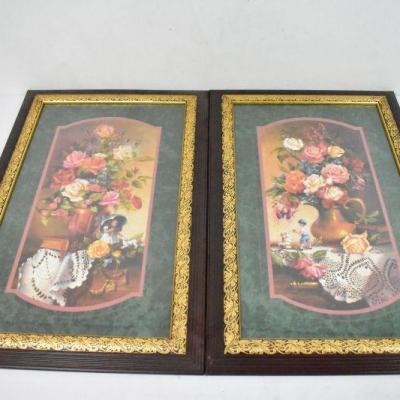 Two Framed Flower Pictures 23