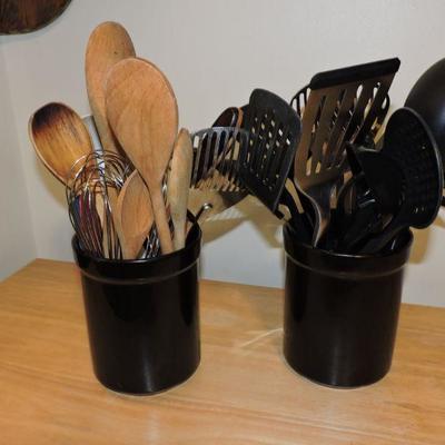 Lot of Kitchen Utensils and Holders