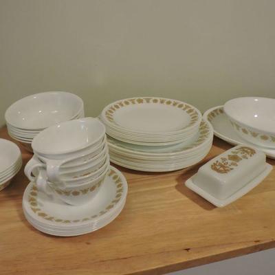 Set of Vintage Butterfly Gold Corelle Dishes