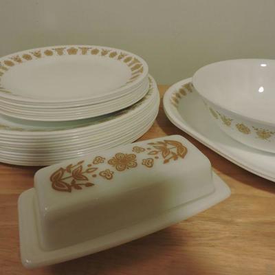Set of Vintage Butterfly Gold Corelle Dishes