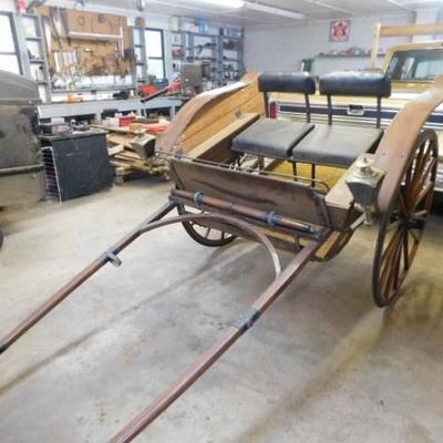 Hand Crafted Oak Wood Double Seat Horse Cart 55