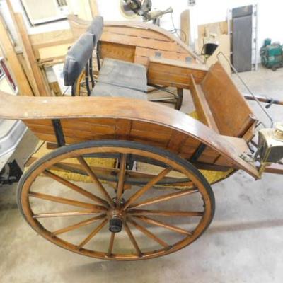 Hand Crafted Oak Wood Double Seat Horse Cart 55