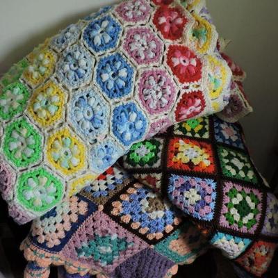 Lot of 3 Crocheted Blankets
