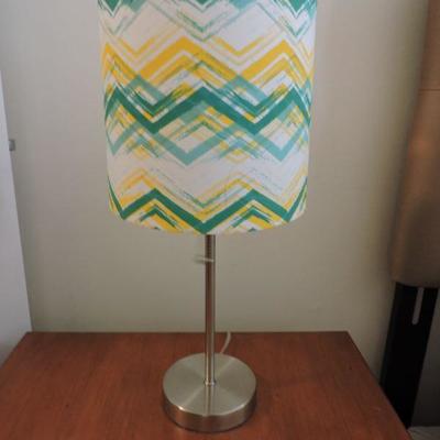 Cute Brushed Silver Lamp with Yellow and Green Shade