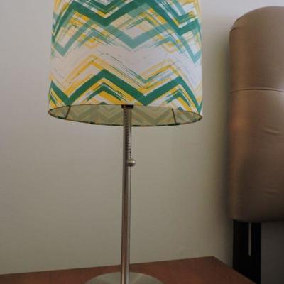 Cute Brushed Silver Lamp with Yellow and Green Shade