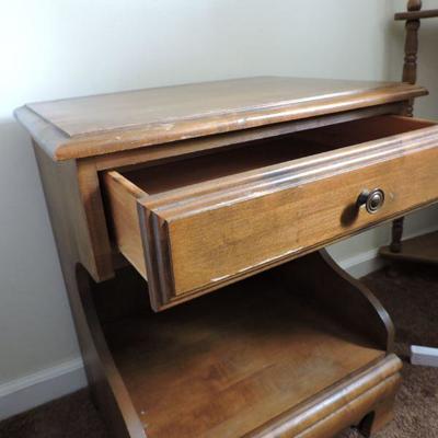 Wood Bedside Table with Drawer