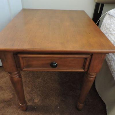 Wood Bedside Table with Drawer