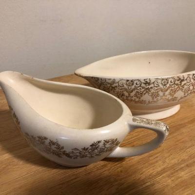 Two China Gravy Boats with Gold Gilding