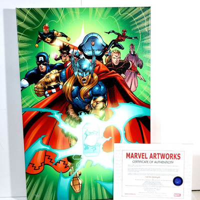 Thor & Captain America Giclee Art on Canvas Marvel Artworks with COA