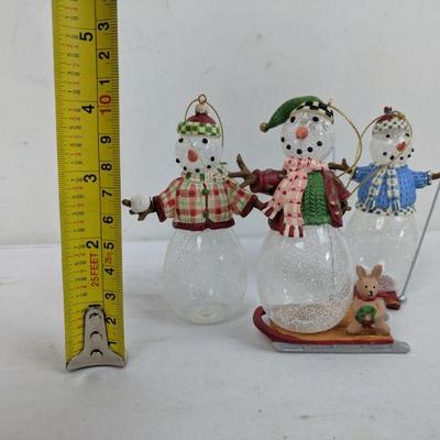 3 Snow People Ornaments - Broken Off Sleigh