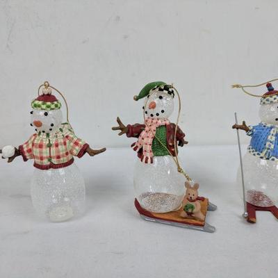 3 Snow People Ornaments - Broken Off Sleigh