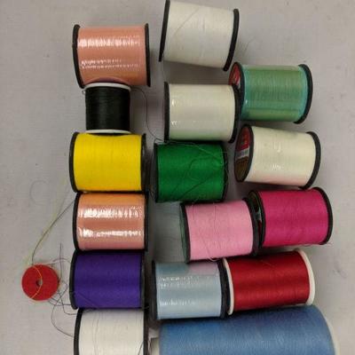 16 Spools of Thread, Various Colors