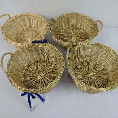 4 Woven Small Baskets - One W/ Missing Handle
