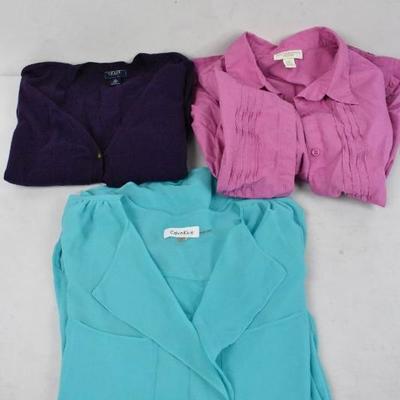 Women's Tops Purple Cardigan, Blue Button Down, Purple Button Down (Long Sleeve)