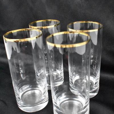 4 Glasses W/ Gold Rim