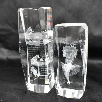 3D Laser Etched Glass, Set of 2
