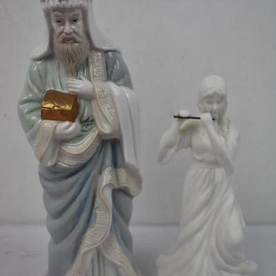Two Porcelain Figures: Wiseman and Flutist