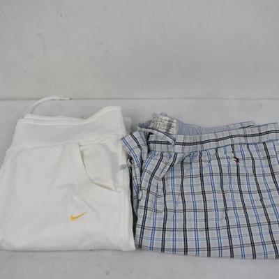Men's Pants: White Nike Large. Plaid Tommy Hilfiger PJs XL