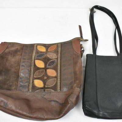 Brown Leather Fossil Purse & Black Leather Nine West Purse - Needs Cleaning