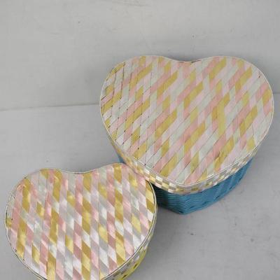 Two Heart Shaped Woven Baskets