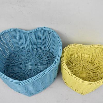 Two Heart Shaped Woven Baskets