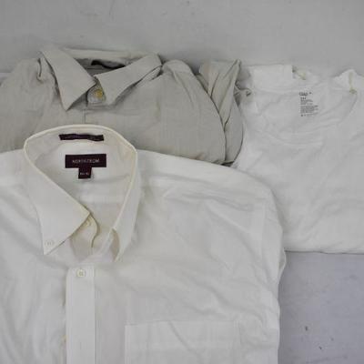 3 Men's Long Sleeve Shirts: 15.5, 33, XL, XXL Button Up - Needs Cleaning