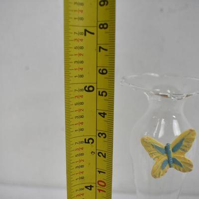 2 Small Butterfly Vases & Small Flower Containers