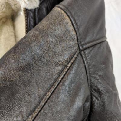 Men's Brown Leather/Faux Fur Jacket, Wilson, Medium