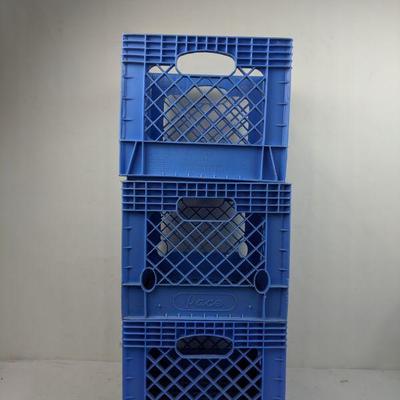 3 Blue Milk Crates