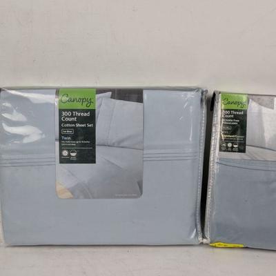 Canopy: Twin Sheets, Standard Pillow Cases, Light Blue